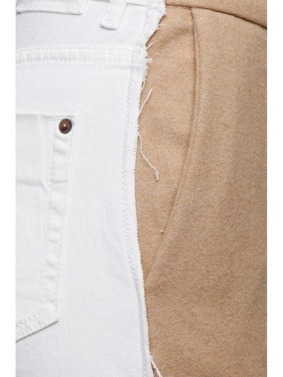 Shop Mm6 Maison Margiela Wool And Denim Trousers In Off White-camel|bianco