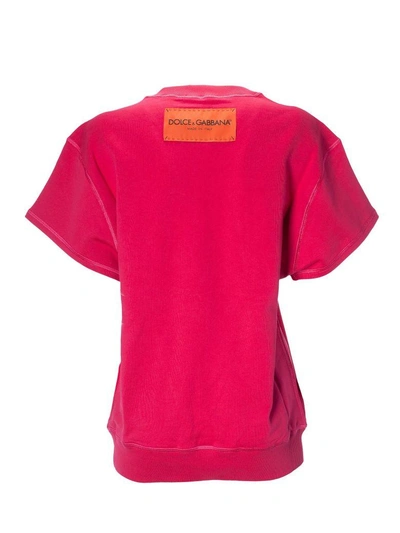 Shop Dolce & Gabbana All The Lovers Short Sleeved Sweatshirt In Pink Shocking