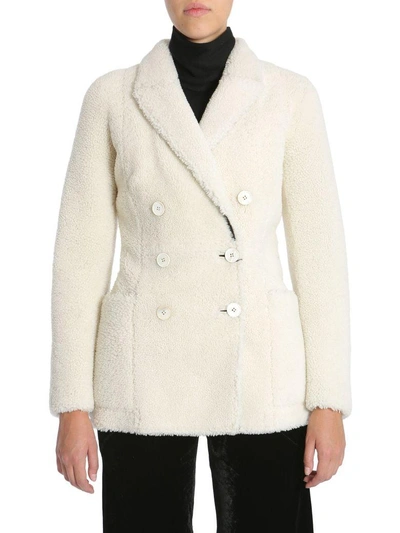 Shop Alexander Mcqueen Double Breasted Coat In Bianco