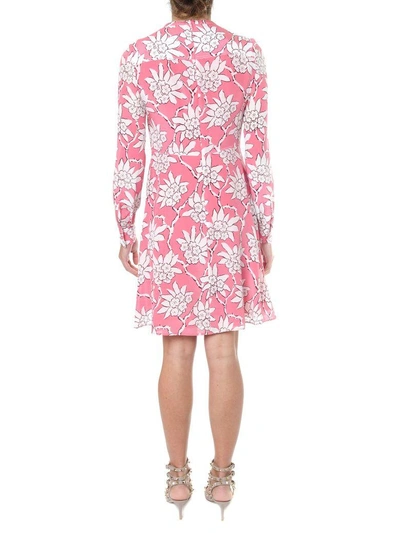 Shop Valentino Pink Silk Printed Short Dress In Candy