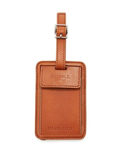 Shop Shinola Men's Leather Luggage Id Tag In Bourbon