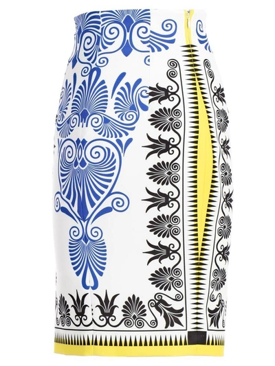 Shop Versace Skirt In Gbianco Stampa