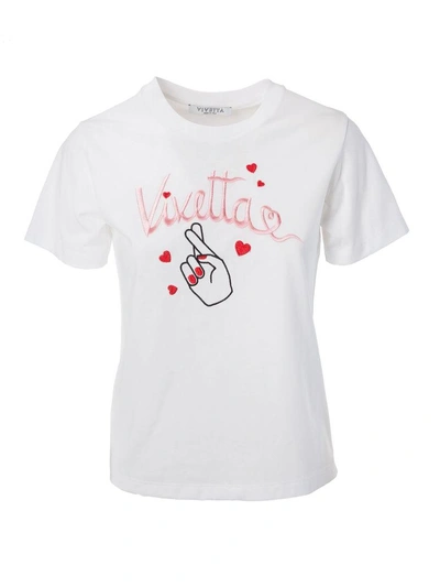 Shop Vivetta Embroidered Logo T-shirt In Bianco