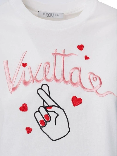 Shop Vivetta Embroidered Logo T-shirt In Bianco