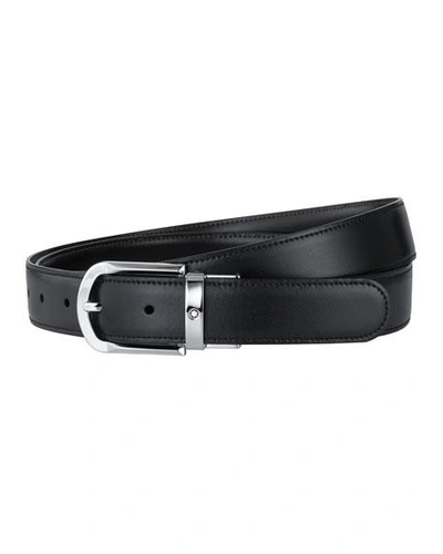 Montblanc Men's Horseshoe-buckle Reversible Leather Belt In Black/brown