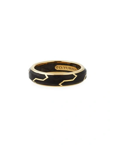 Shop David Yurman Men's 18k-gold/forged Carbon Band Ring
