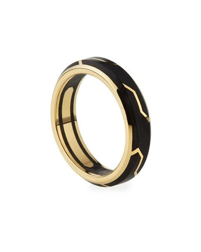Shop David Yurman Men's 18k-gold/forged Carbon Band Ring
