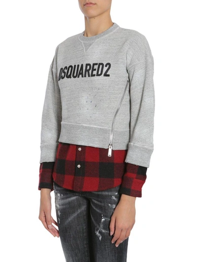 Shop Dsquared2 Sweatshirt With Shirt Detail In Grigio