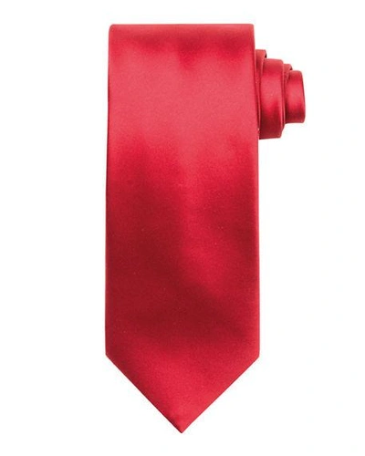 Shop Stefano Ricci Solid Silk Satin Tie In Red
