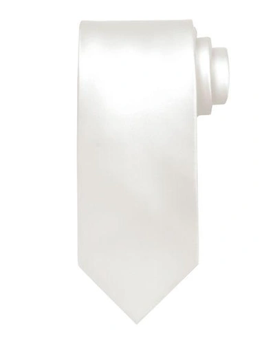 Shop Stefano Ricci Solid Silk Satin Tie In White