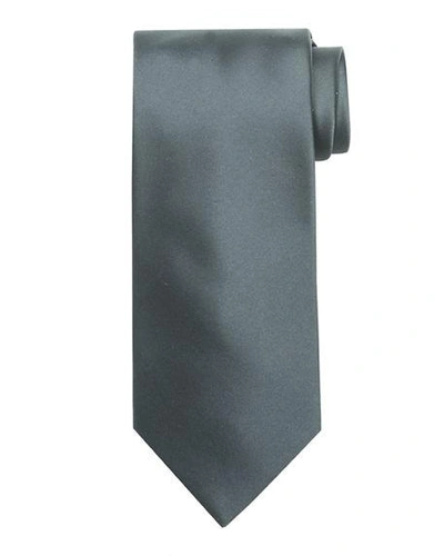 Shop Stefano Ricci Solid Silk Satin Tie In Silver