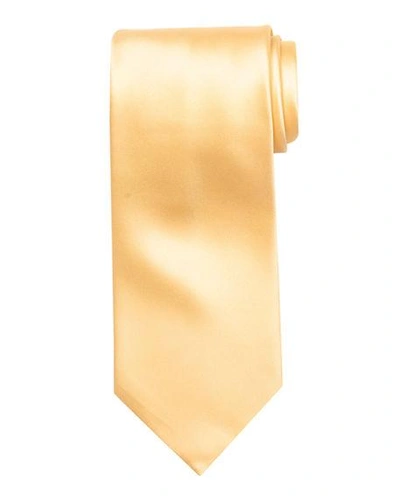 Shop Stefano Ricci Solid Silk Satin Tie In Gold