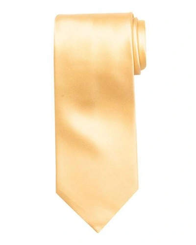 Stefano Ricci Solid Silk Satin Tie In Gold