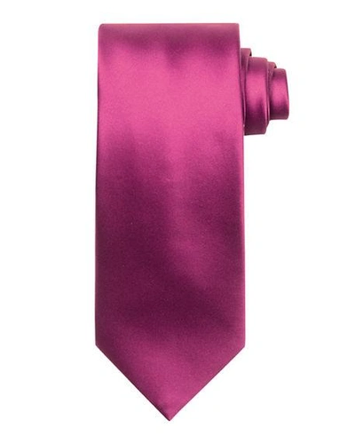 Shop Stefano Ricci Solid Silk Satin Tie In Magenta