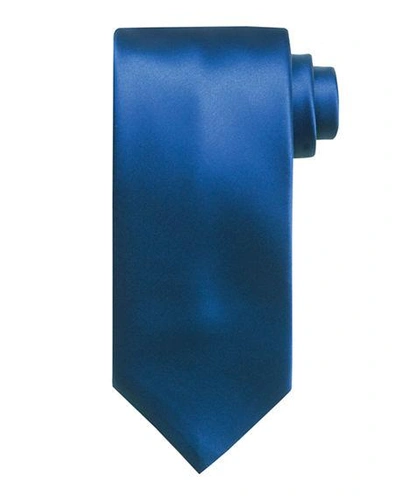Shop Stefano Ricci Solid Silk Satin Tie In Navy