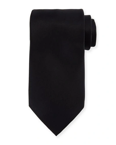 Shop Stefano Ricci Solid Silk Satin Tie In Black
