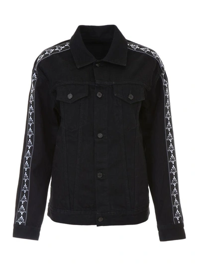 Shop Marcelo Burlon County Of Milan Marcelo Burlon Kappa Denim Jacket In Light Wash (black)