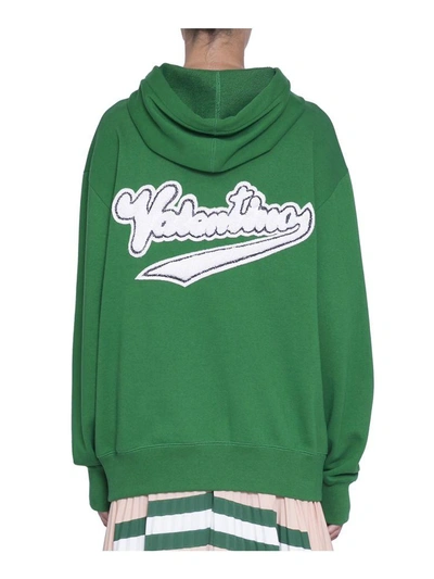Shop Valentino Oversized Cotton Hoodie In Verde