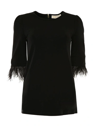 Shop Michael Michael Kors Blouse With Feathers In Black (black)