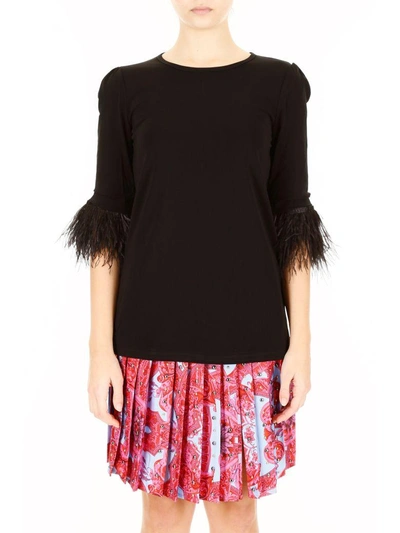 Shop Michael Michael Kors Blouse With Feathers In Black (black)