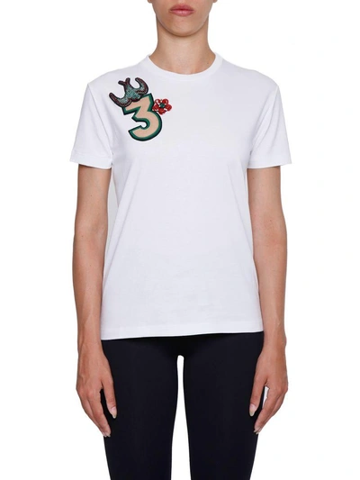 Shop Miu Miu Embroidered Cotton Jersey T-shirt In Bianco|bianco