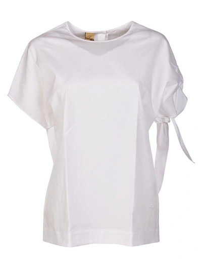 Shop Fay Sleeved Tie Shirt In White