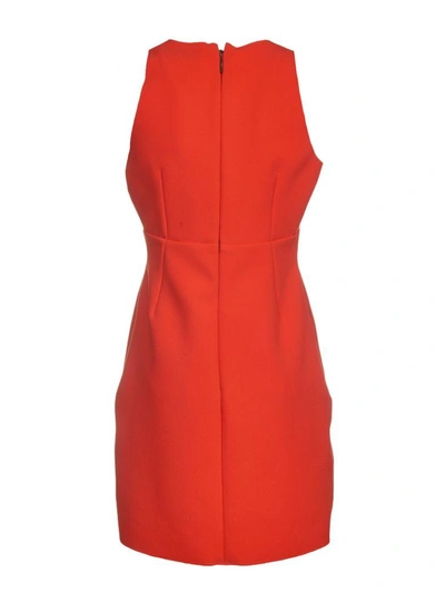 Shop Msgm V-neck Crepe Mini Dress In Red