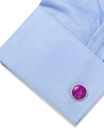 Shop Cufflinks, Inc Sugilite Nebula Sterling Silver Cuff Links In Purple