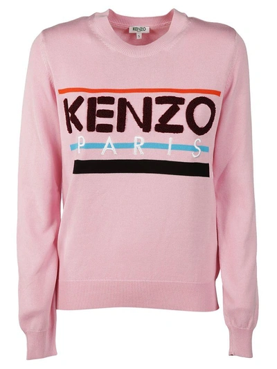 Shop Kenzo Logo Embroidered Sweatshirt In Pink