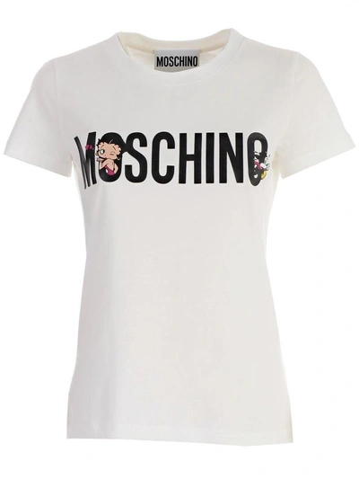 Shop Moschino Short Sleeve T-shirt In White