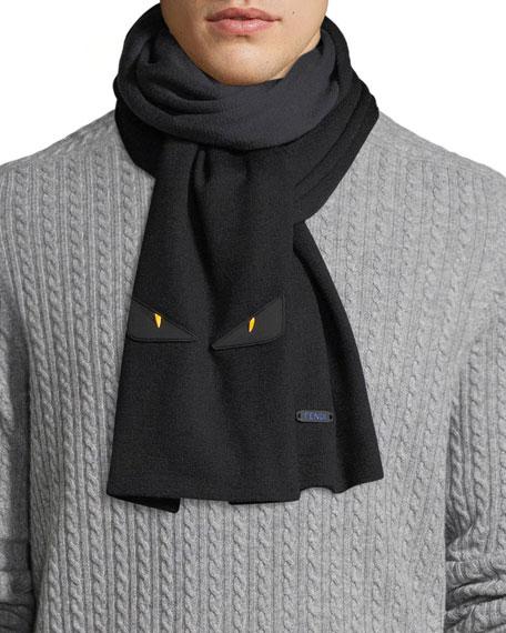 Fendi Contrast Wool Scarf In Black | ModeSens