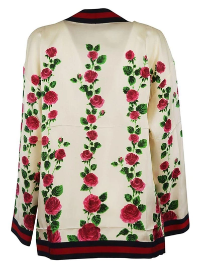 Shop Gucci Floral Print Cardigan In Ivory