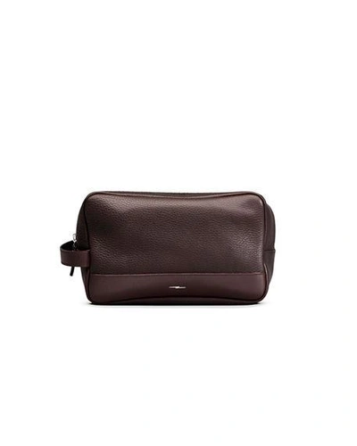 Shop Shinola Men's Leather Zip-top Travel Kit In Dark Brown