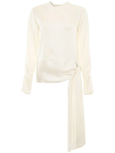 Shop Stella Mccartney Striped Silk Blouse In Naturalbianco