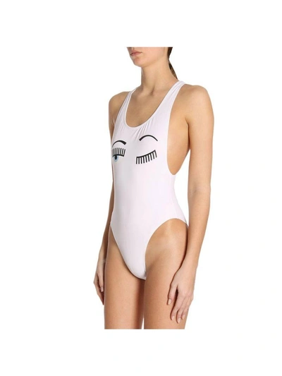 Shop Chiara Ferragni Swimsuit  Flirting Eyes One-piece Swimsuit In White