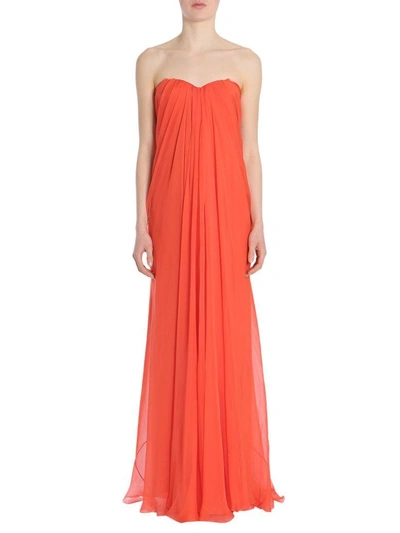 Shop Alexander Mcqueen Draped Bustier Dress In Rosso