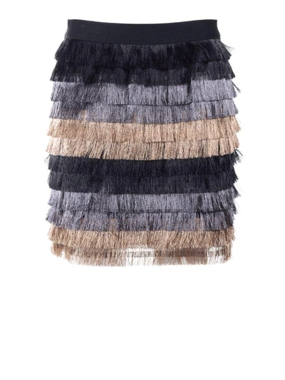 Shop Bcbg Max Azria Christal Metallic-fringe Mini Skirt In Basic