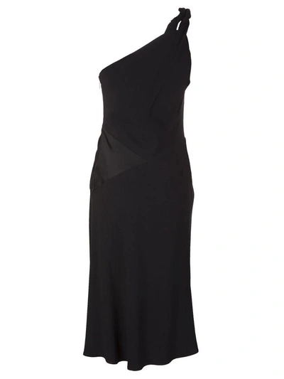 Shop Versace Twisted One Shoulder Dress In Blu