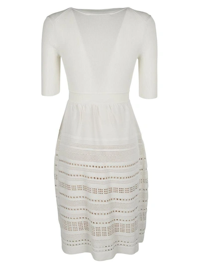 Shop Paule Ka Perforated Detail Dress In White