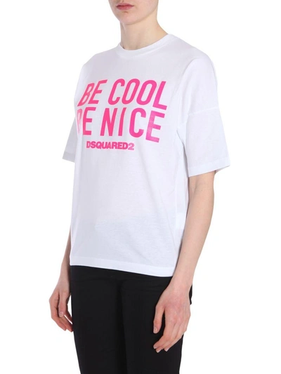 Dsquared2 Be Cool Be Nice T-shirt In Bianco | ModeSens