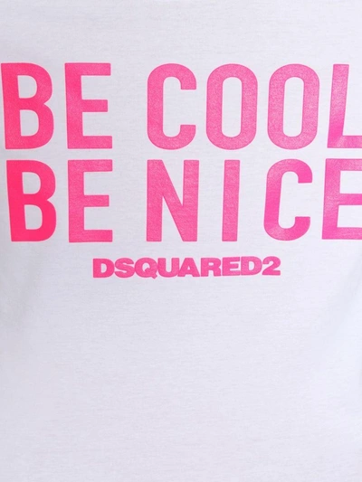 Shop Dsquared2 Be Cool Be Nice T-shirt In Bianco