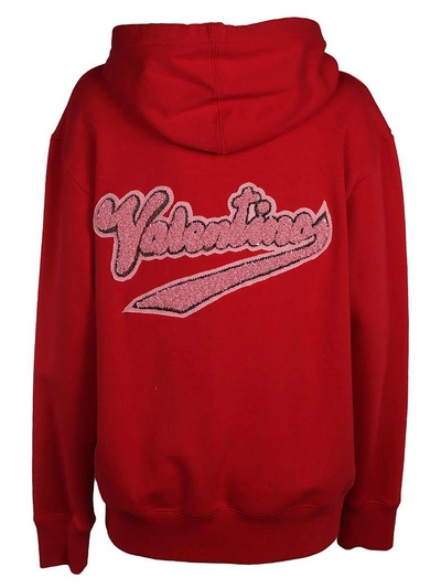 Shop Valentino Lipstick Embroidery Sweatshirt In Red