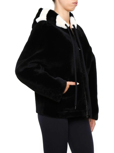 Shop Inès & Maréchal Shearling Belinda Coat In Noirnero