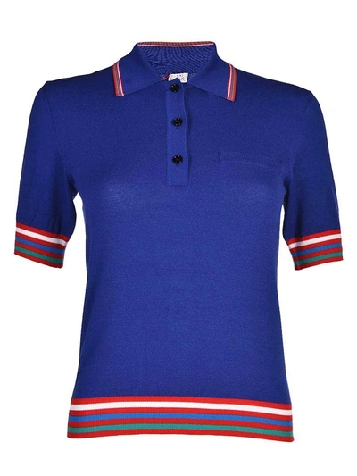 Shop Stella Jean Striped Detail Polo Shirt In Blue
