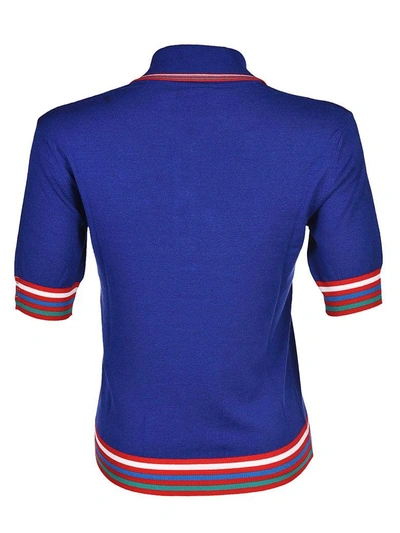 Shop Stella Jean Striped Detail Polo Shirt In Blue
