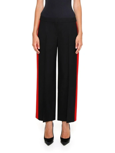 Shop Alexander Mcqueen Cropped Wool And Silk Trousers In Blacknero
