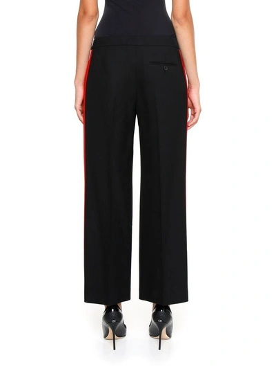 Shop Alexander Mcqueen Cropped Wool And Silk Trousers In Blacknero