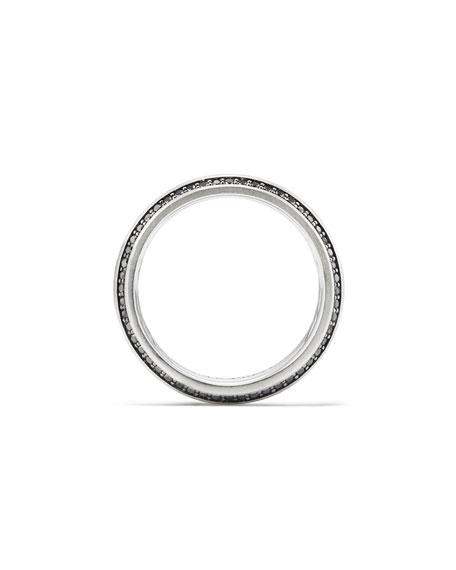 David Yurman Men S Beveled Edge Band Ring With Black Diamonds In Black Silver Modesens
