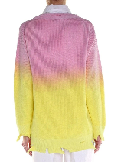 Shop Msgm Tie-dye Destroyed Cotton Sweater In Multi