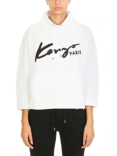 Shop Kenzo White Signature Cotton Sweatshirt